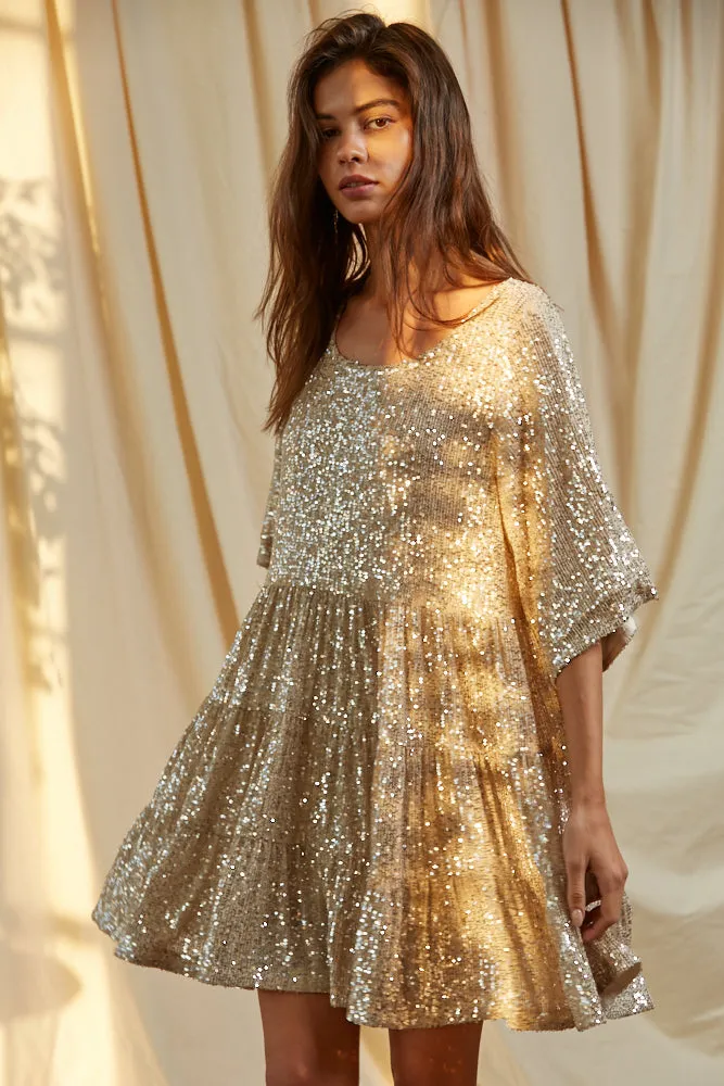 Set Your Sights Sequin Babydoll Dress