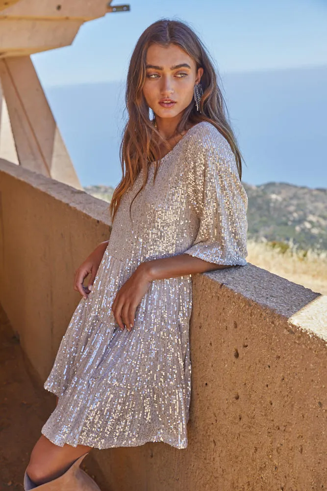 Set Your Sights Sequin Babydoll Dress