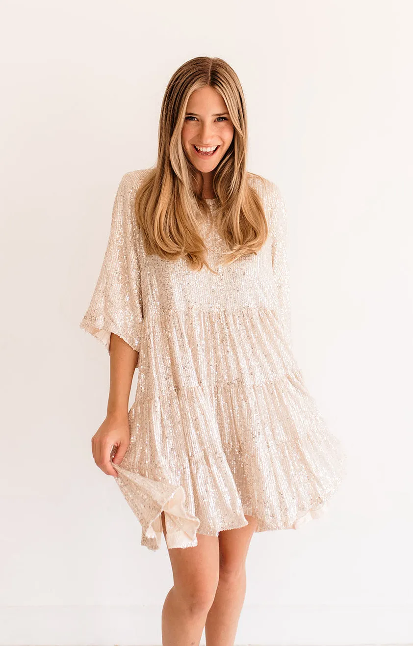 Set Your Sights Sequin Babydoll Dress