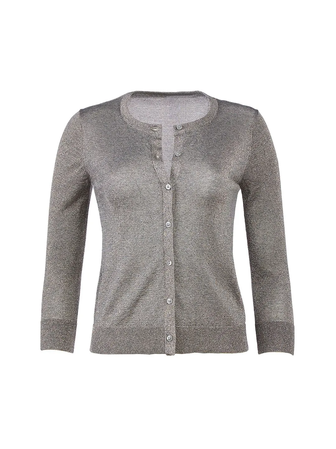 Shimmer 3/4 Sleeve Cardigan in Silver Metallic
