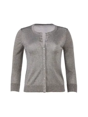 Shimmer 3/4 Sleeve Cardigan in Silver Metallic