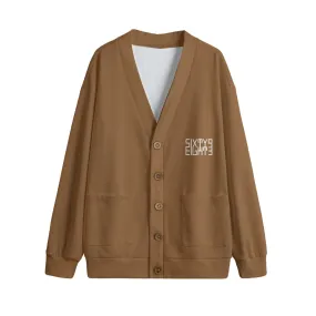 Sixty Eight 93 Logo White Chocolate Unisex V-Neck Knitted Fleece Cardigan