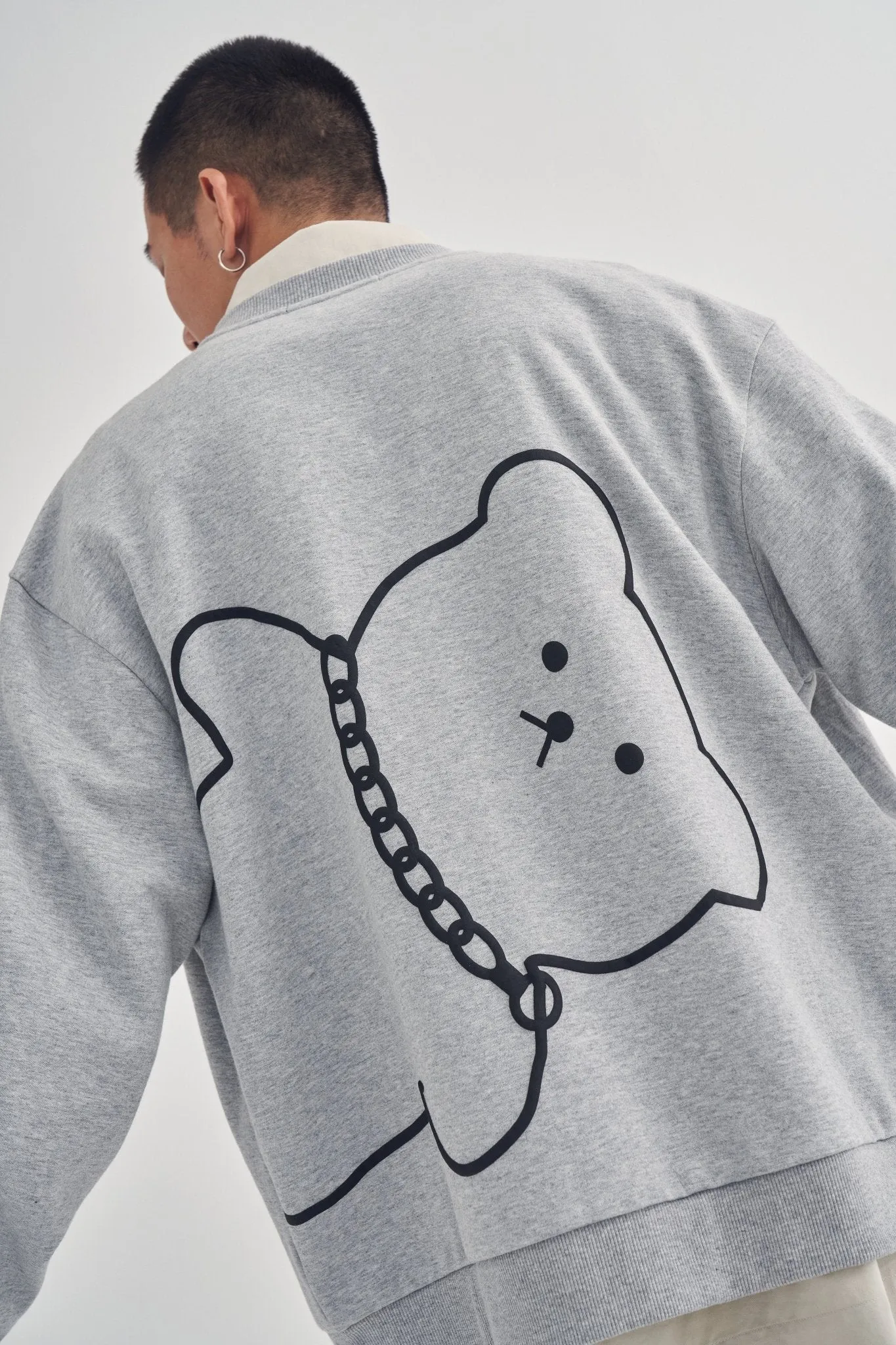SKETCHY BEAR CARDIGAN GREY