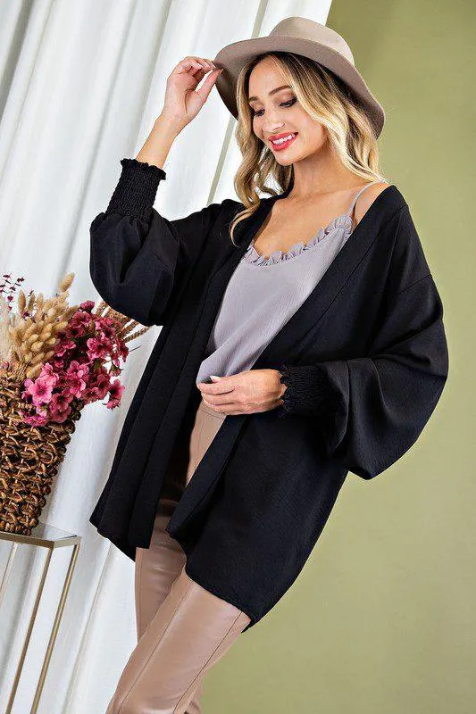 Smocked Kimono Cardigan