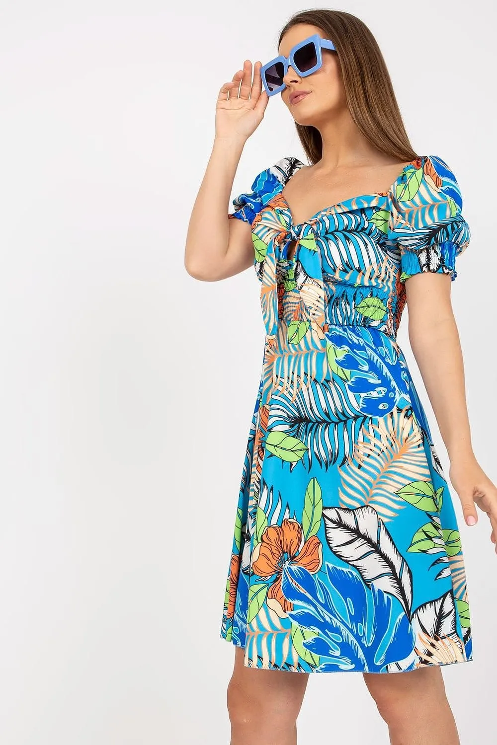 Spanish style neckline with a tie day dress