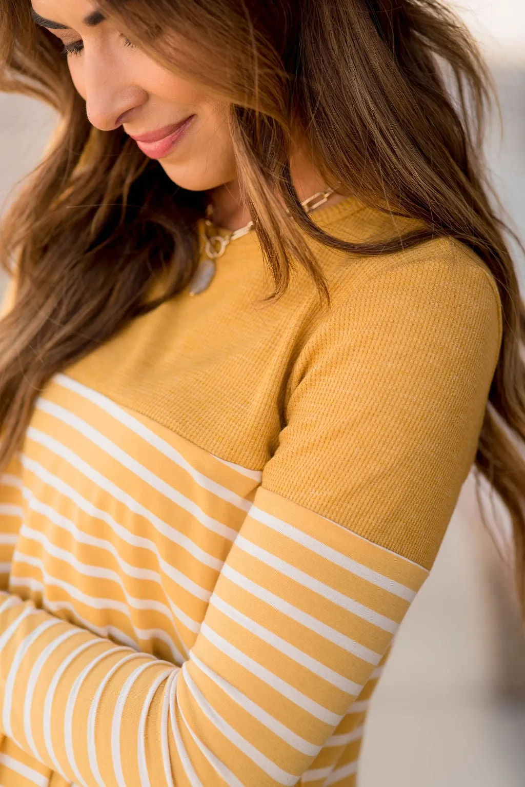 Striped Thermal Top Side Knot Tee