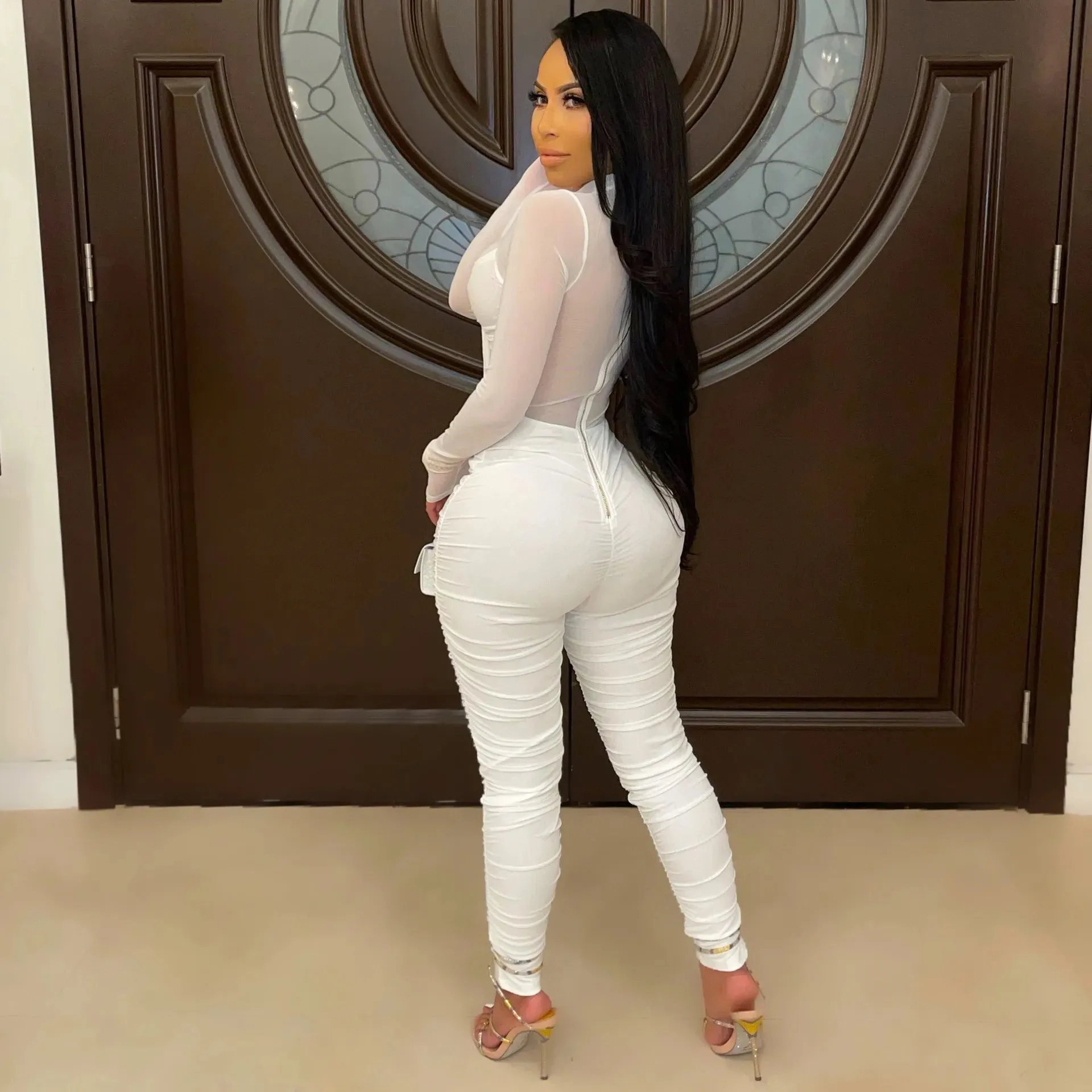 Sultry Long Sleeve Scrunch Jumpsuit