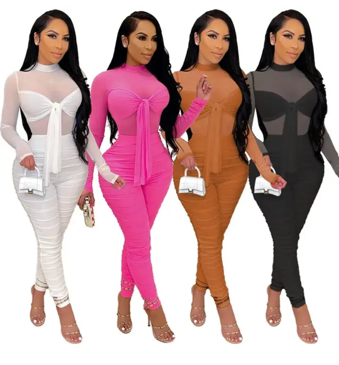 Sultry Long Sleeve Scrunch Jumpsuit
