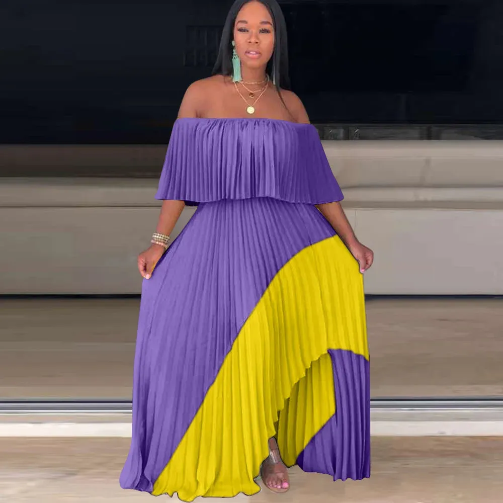 Summer One Shoulder Dress Pleated