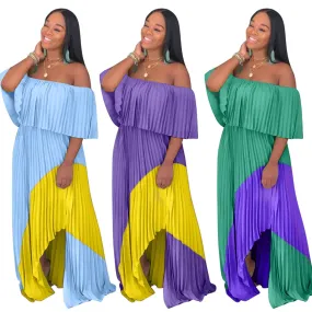 Summer One Shoulder Dress Pleated