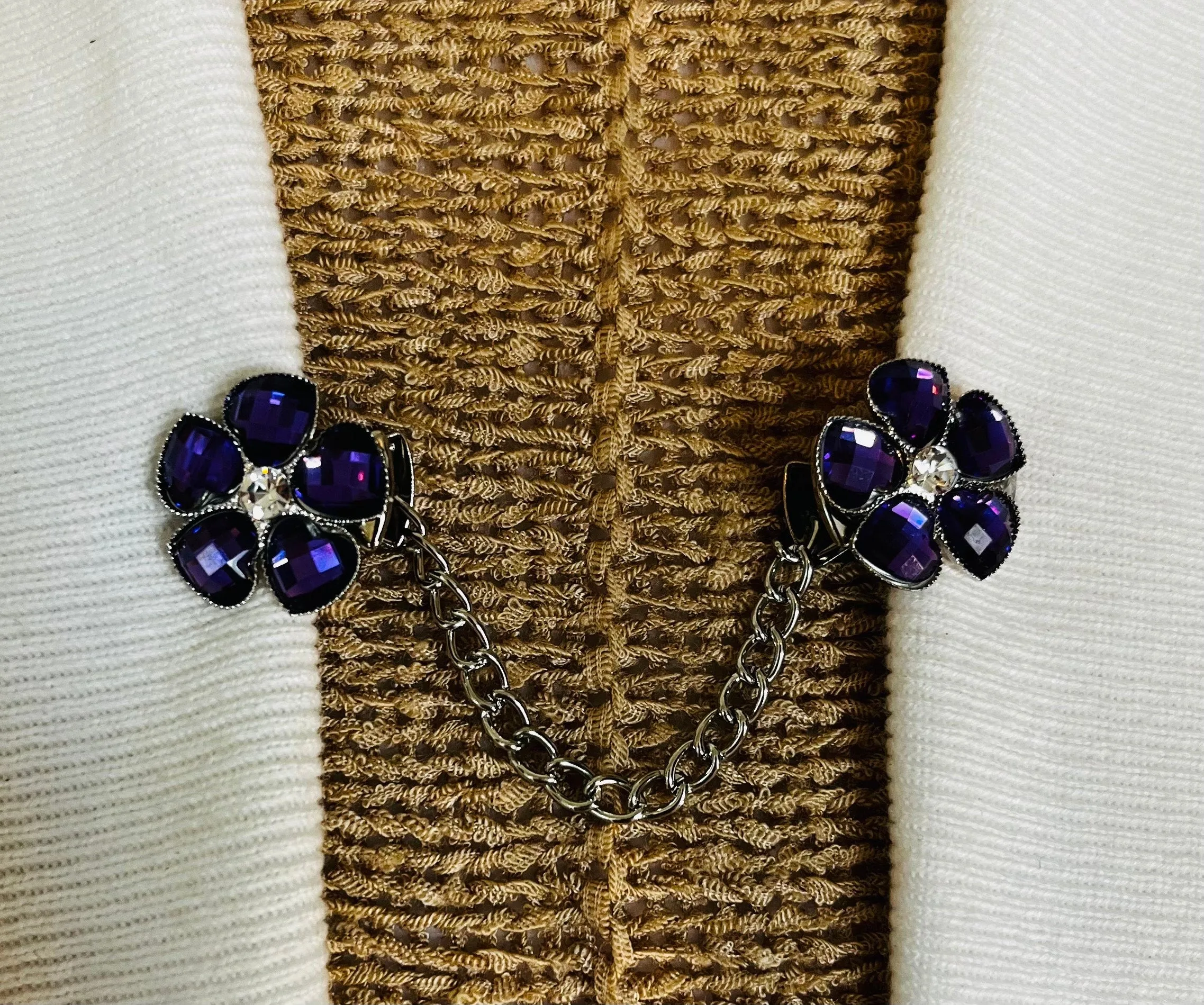 Sweater Clips Floral Sweater Clip Flower Cosplay Clip for Cloak Clasps for Kimono Clasp Purple Flowers Birthday Gift for Mom Gift for Her