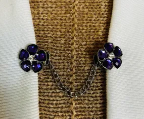 Sweater Clips Floral Sweater Clip Flower Cosplay Clip for Cloak Clasps for Kimono Clasp Purple Flowers Birthday Gift for Mom Gift for Her