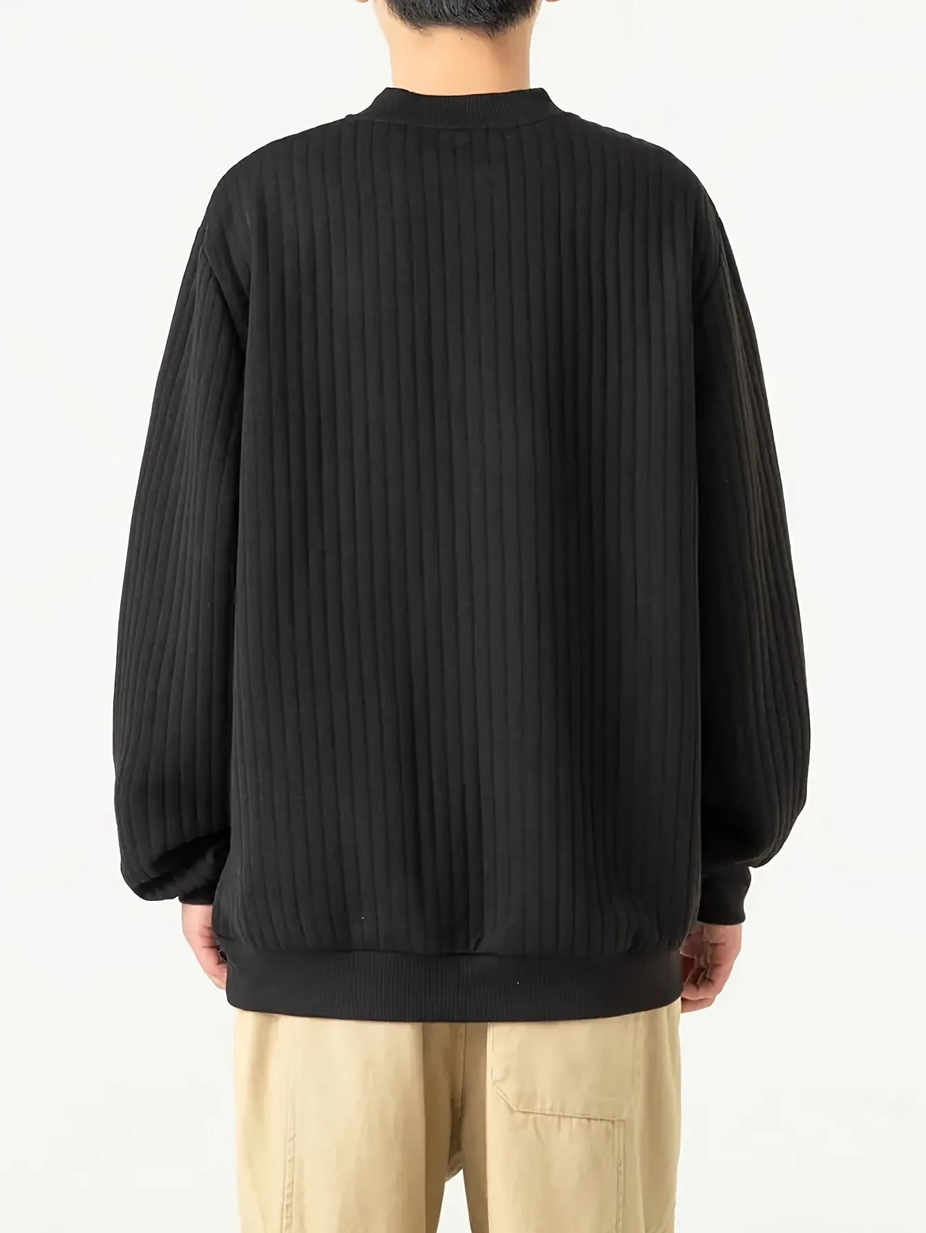 ToonTru - Heren Geribde Lange Mouw Henley Shirt met Knoopsluiting