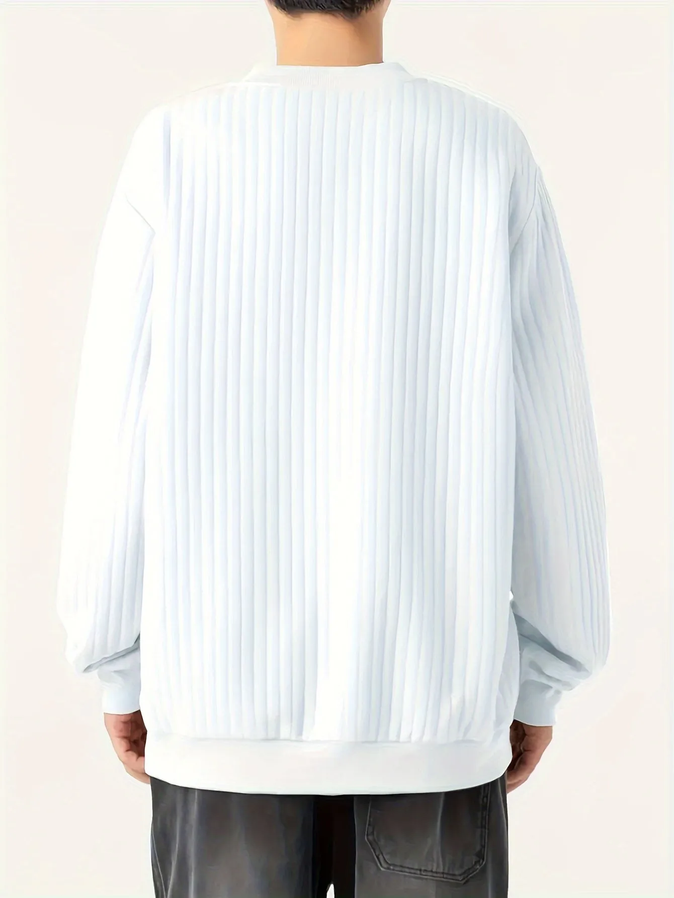 ToonTru - Heren Geribde Lange Mouw Henley Shirt met Knoopsluiting