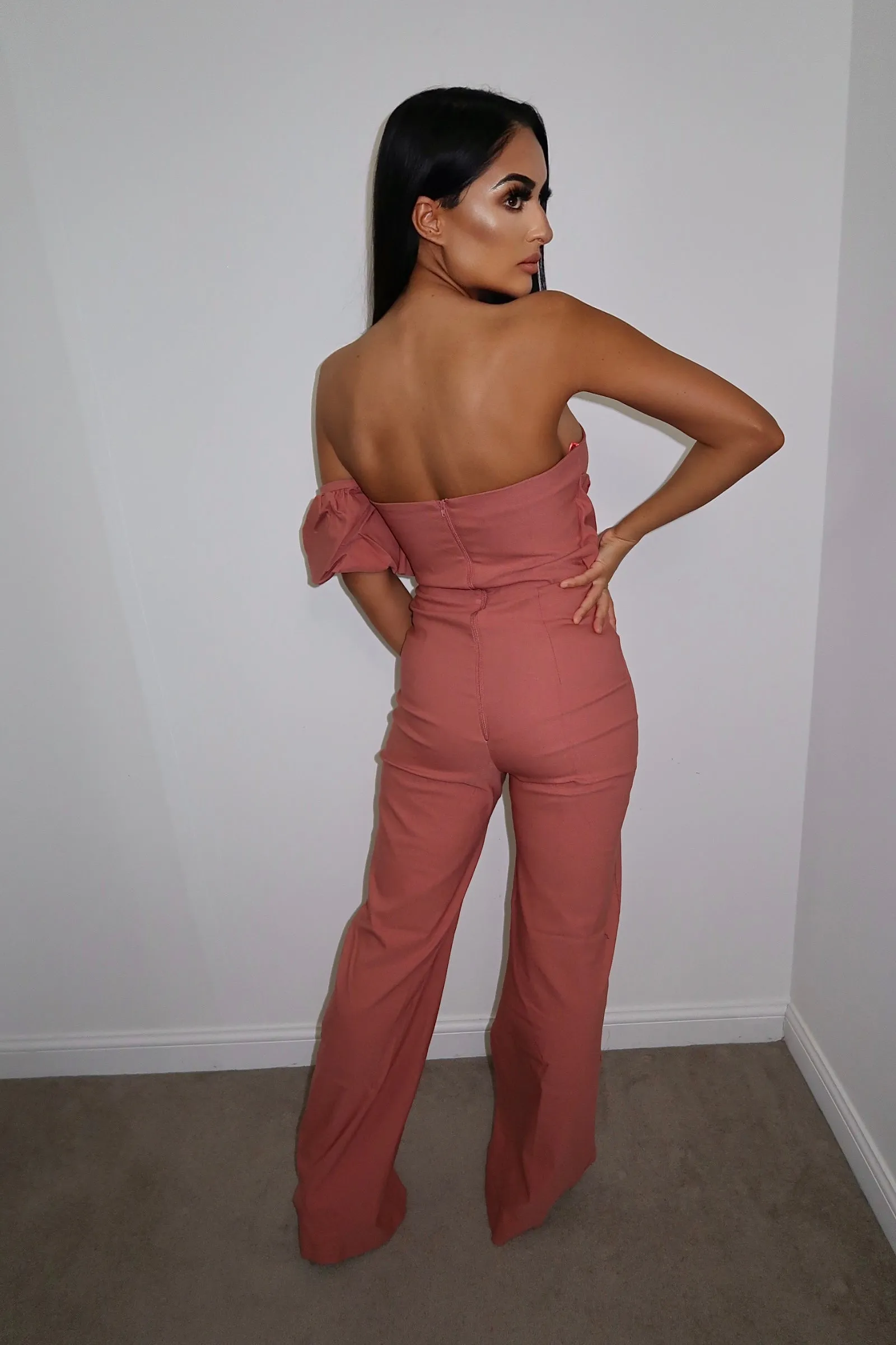 Vesper Bimbola Rose Pink Frill Jumpsuit