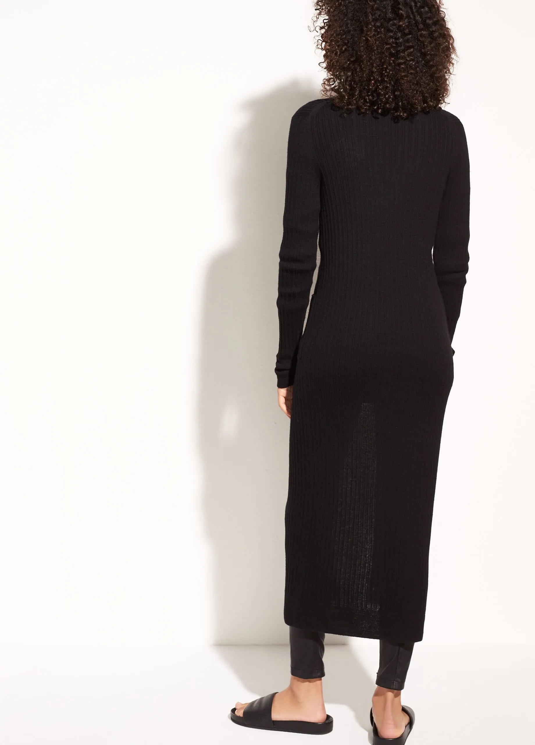 Vince - Mix Ribbed Cashmere Long Button Cardigan