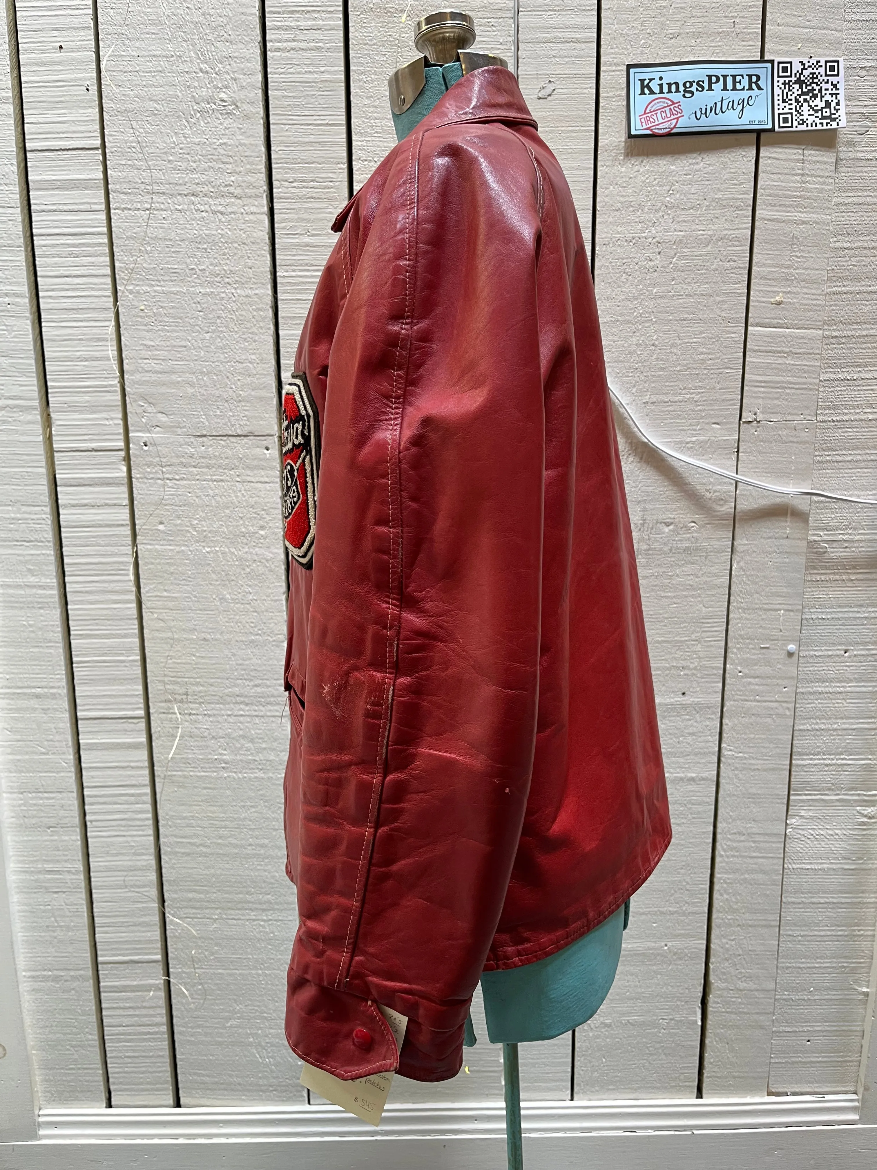 Vintage 70’s Ottawa 67s Red Leather Varsity Jacket, Made in Canada, Chest 46”, SOLD