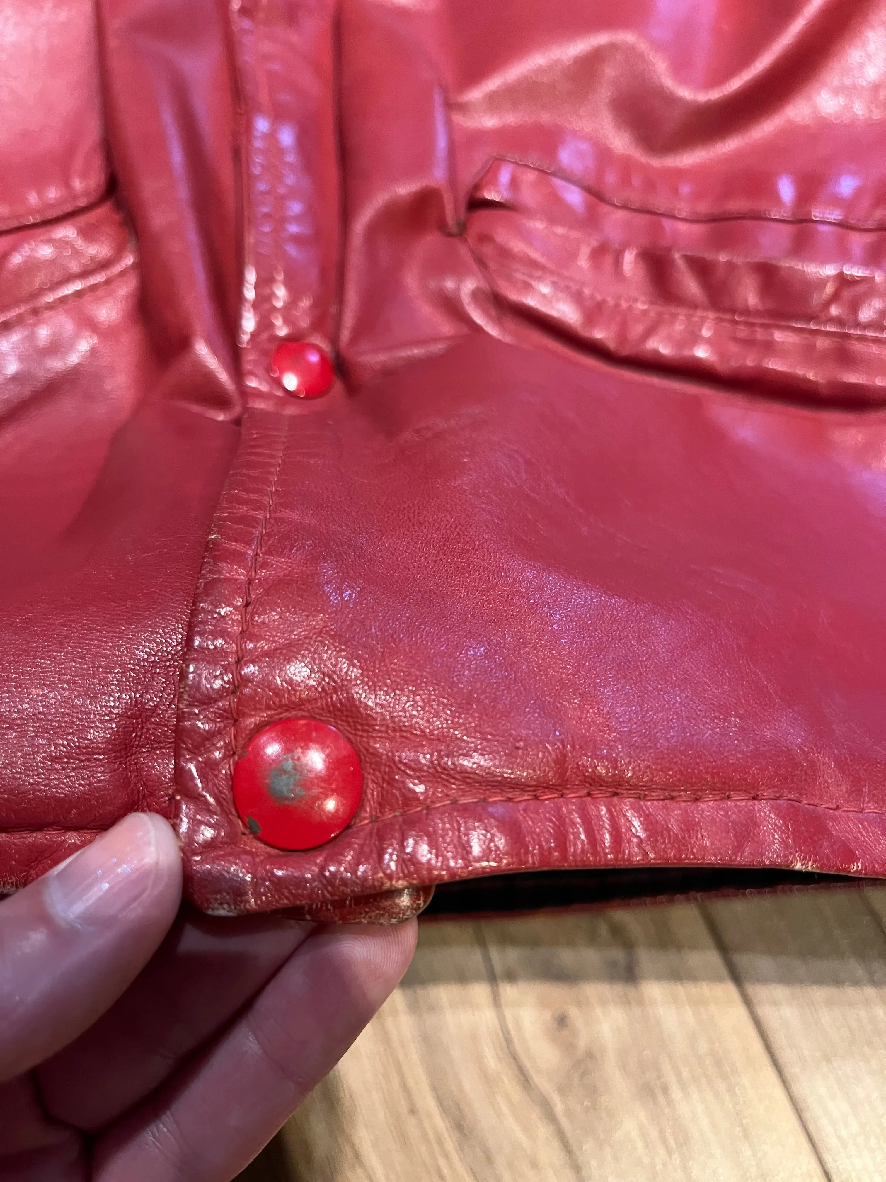 Vintage 70’s Ottawa 67s Red Leather Varsity Jacket, Made in Canada, Chest 46”, SOLD