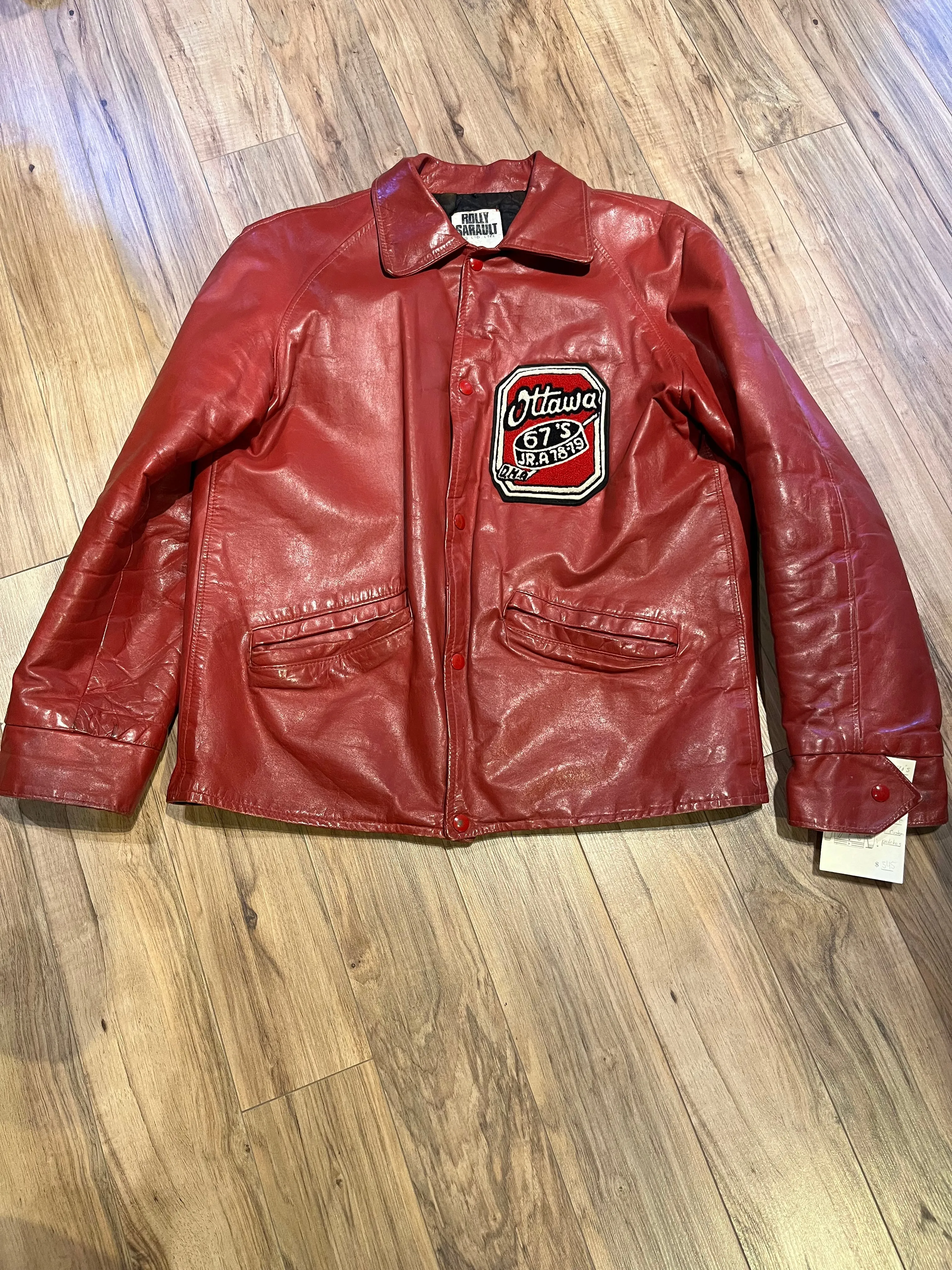 Vintage 70’s Ottawa 67s Red Leather Varsity Jacket, Made in Canada, Chest 46”, SOLD