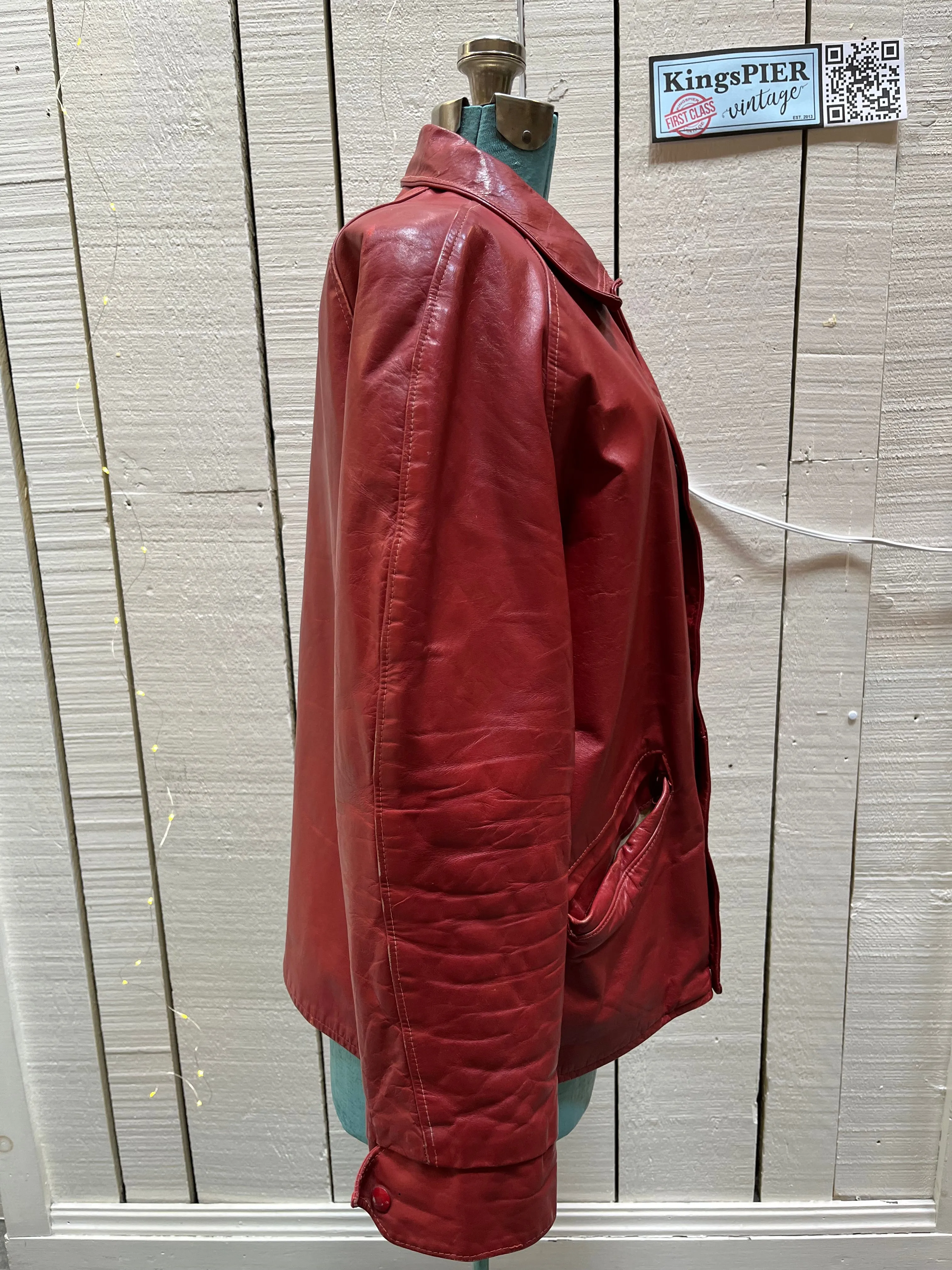 Vintage 70’s Ottawa 67s Red Leather Varsity Jacket, Made in Canada, Chest 46”, SOLD