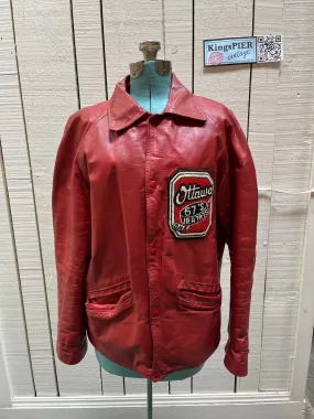 Vintage 70’s Ottawa 67s Red Leather Varsity Jacket, Made in Canada, Chest 46”, SOLD