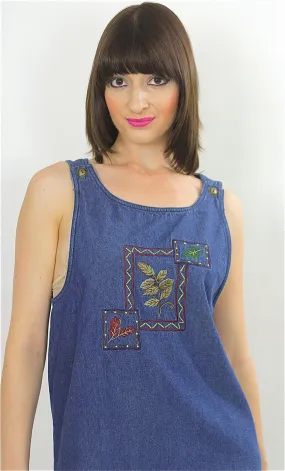 Vintage 90s Grunge Boho Denim mini dress