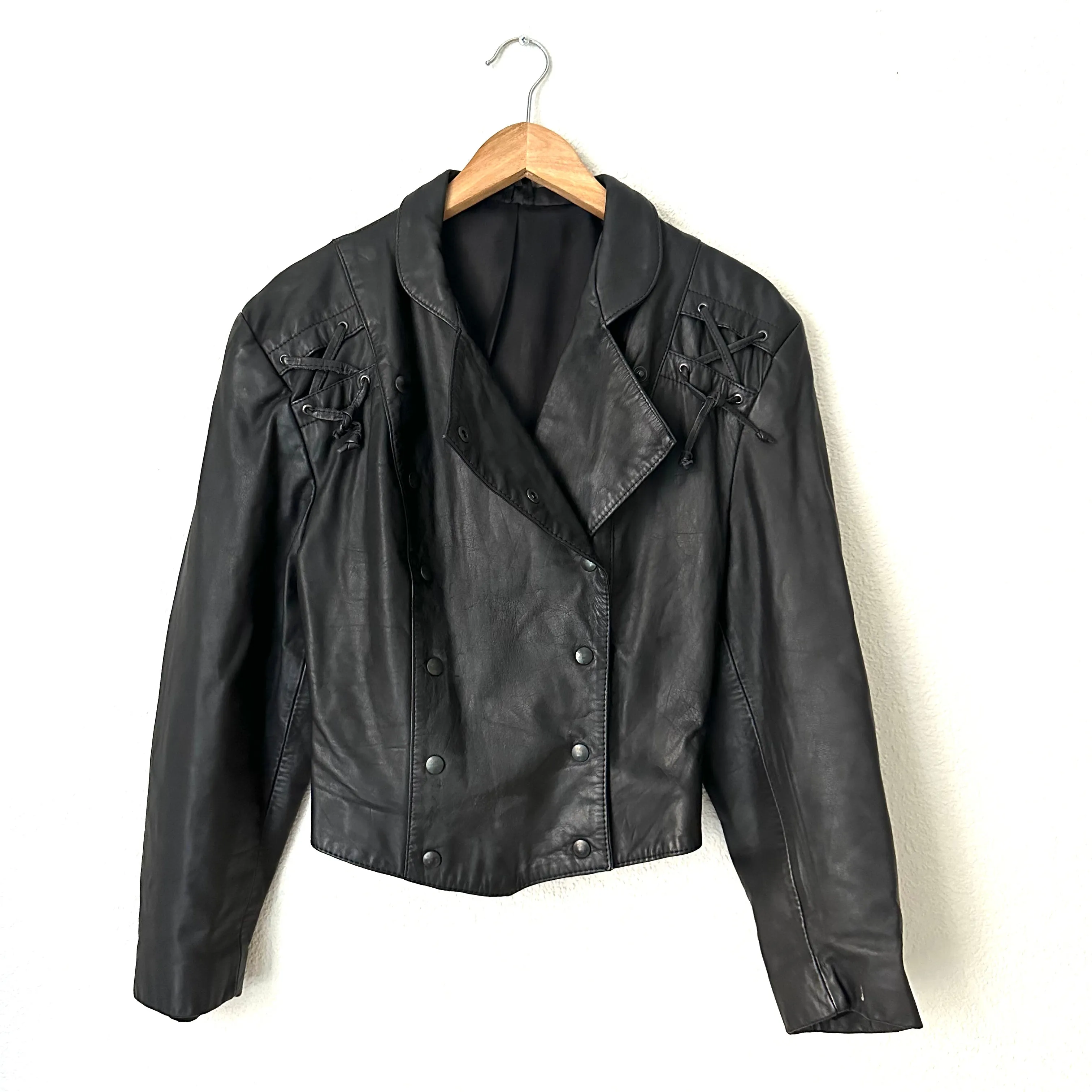 Vintage Black Leather Jacket - size EU38