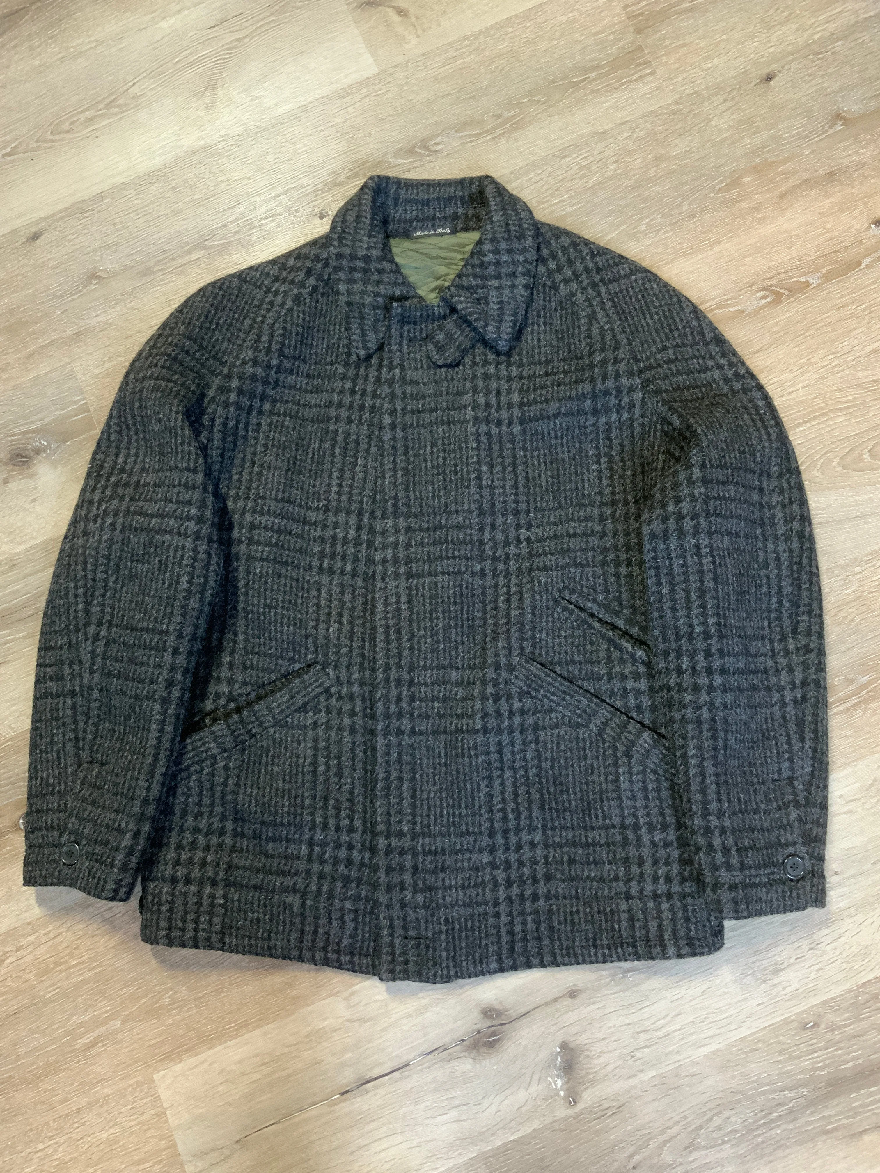 Vintage Enrico Celli Grey Plaid Wool Harrington Jacket, SOLD