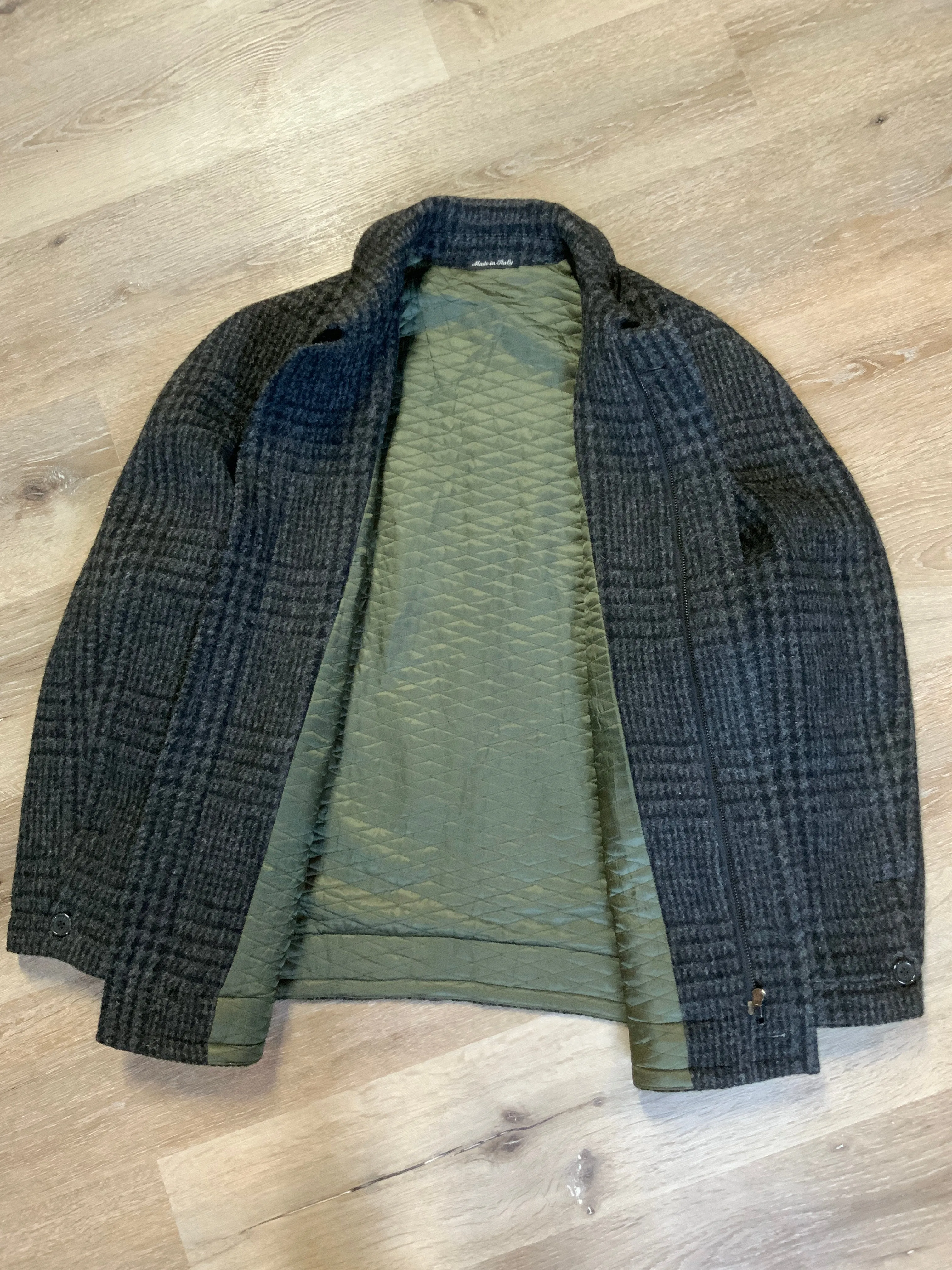 Vintage Enrico Celli Grey Plaid Wool Harrington Jacket, SOLD