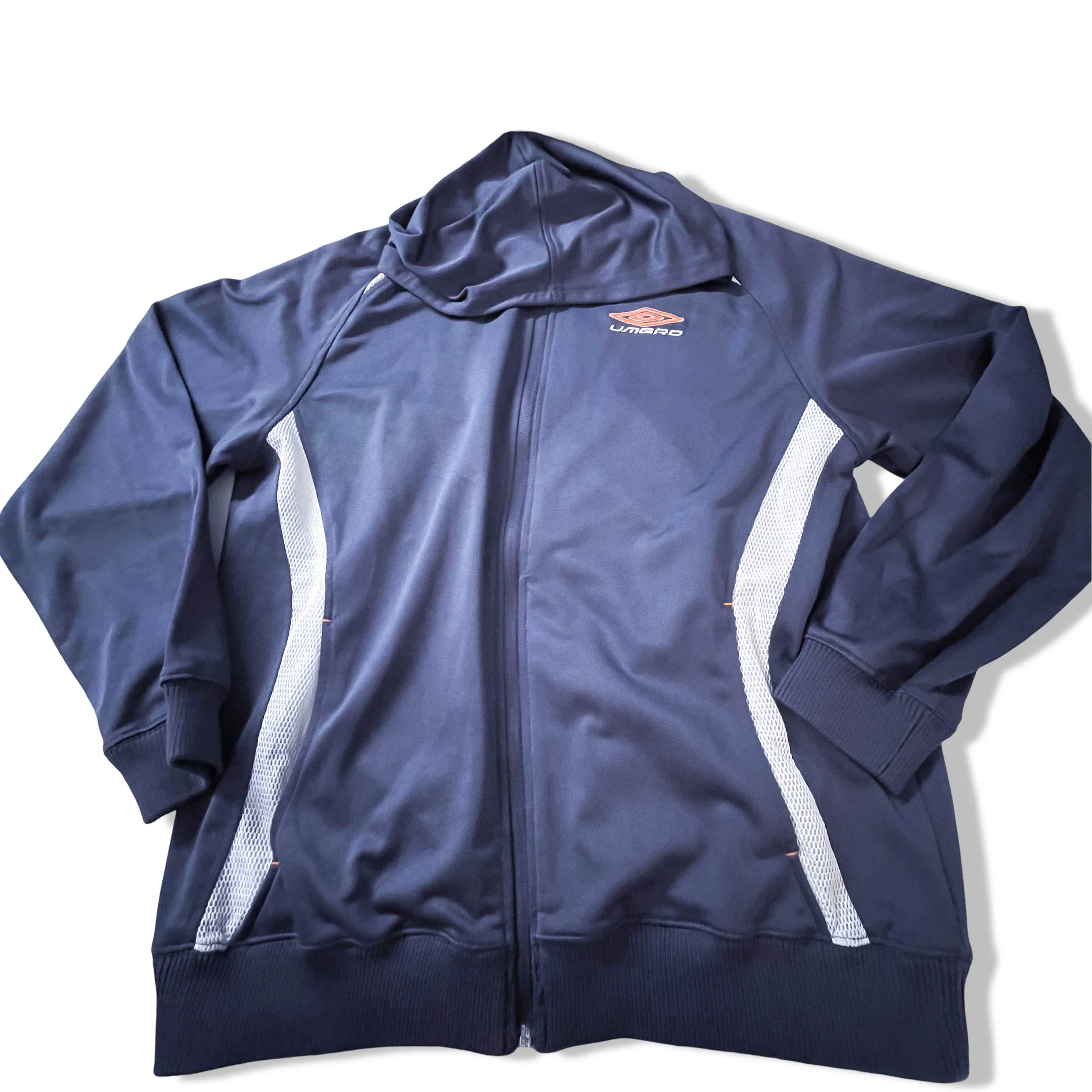 Vintage grey Umbro men's hoodie polyester jacket in L| L 27 W 22|SKU 3861