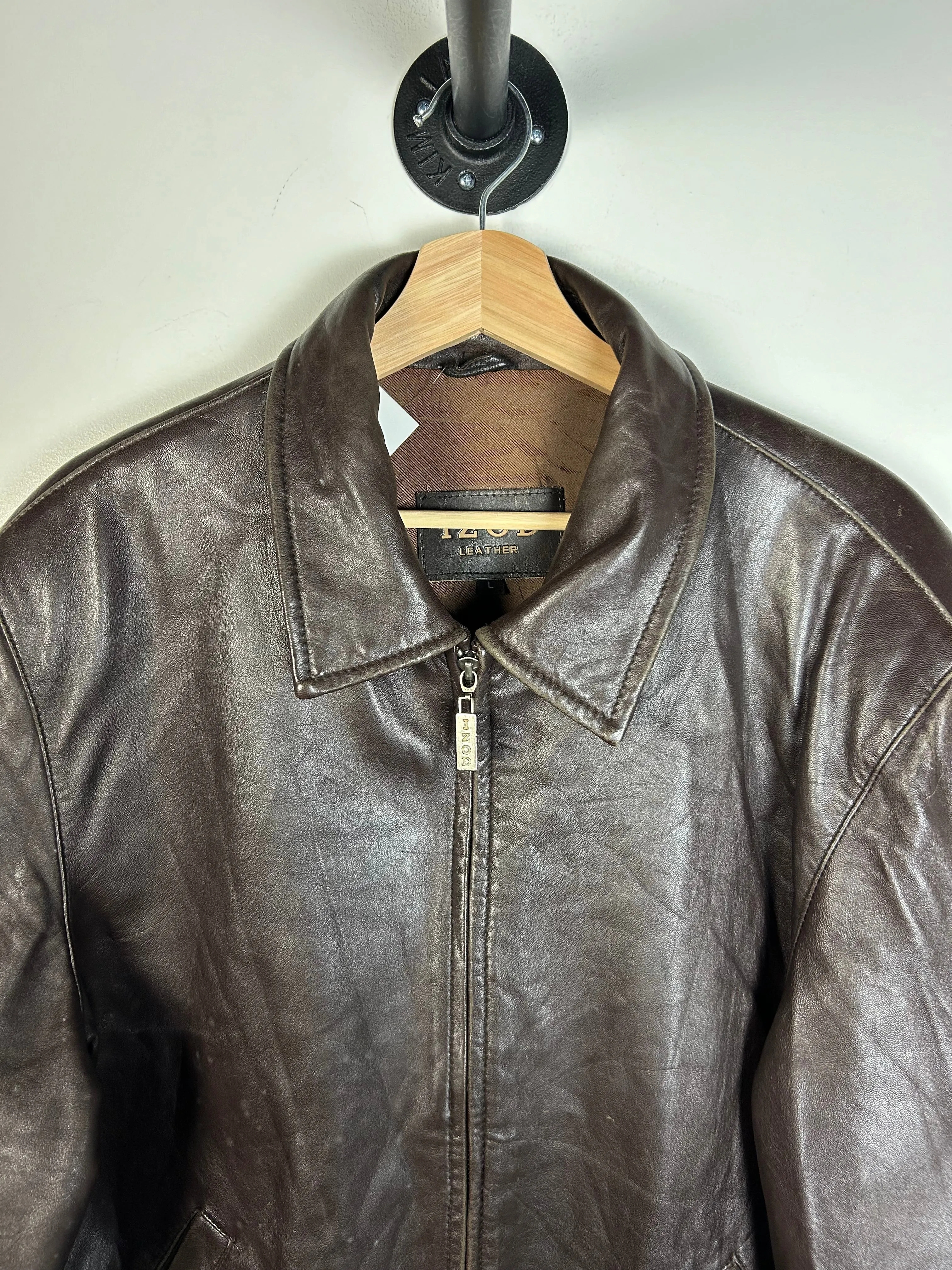 Vintage Y2K Izod Brown Leather Cropped Jacket
