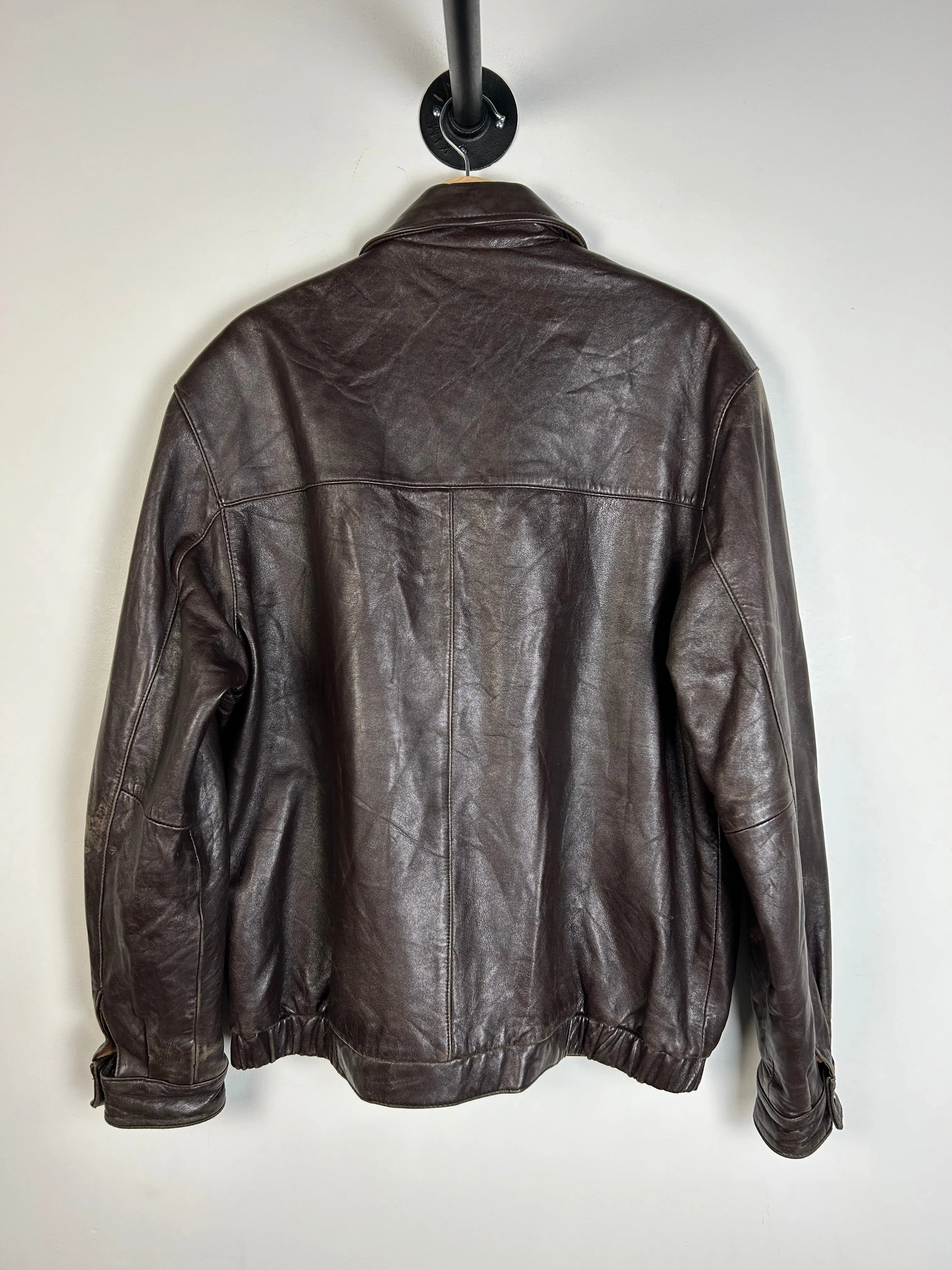 Vintage Y2K Izod Brown Leather Cropped Jacket