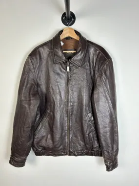 Vintage Y2K Izod Brown Leather Cropped Jacket