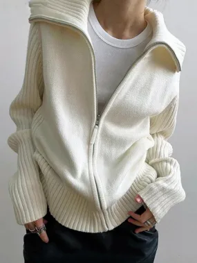 Wenkouban-Spring Casual Outfits Y2K Outfits Solid Lapel Neck Splice Cardigan