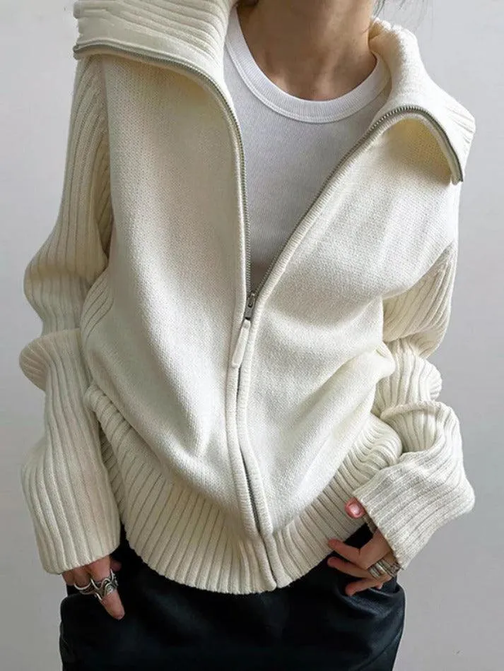 Wenkouban-Spring Casual Outfits Y2K Outfits Solid Lapel Neck Splice Cardigan