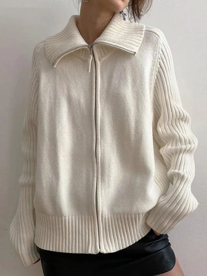 Wenkouban-Spring Casual Outfits Y2K Outfits Solid Lapel Neck Splice Cardigan