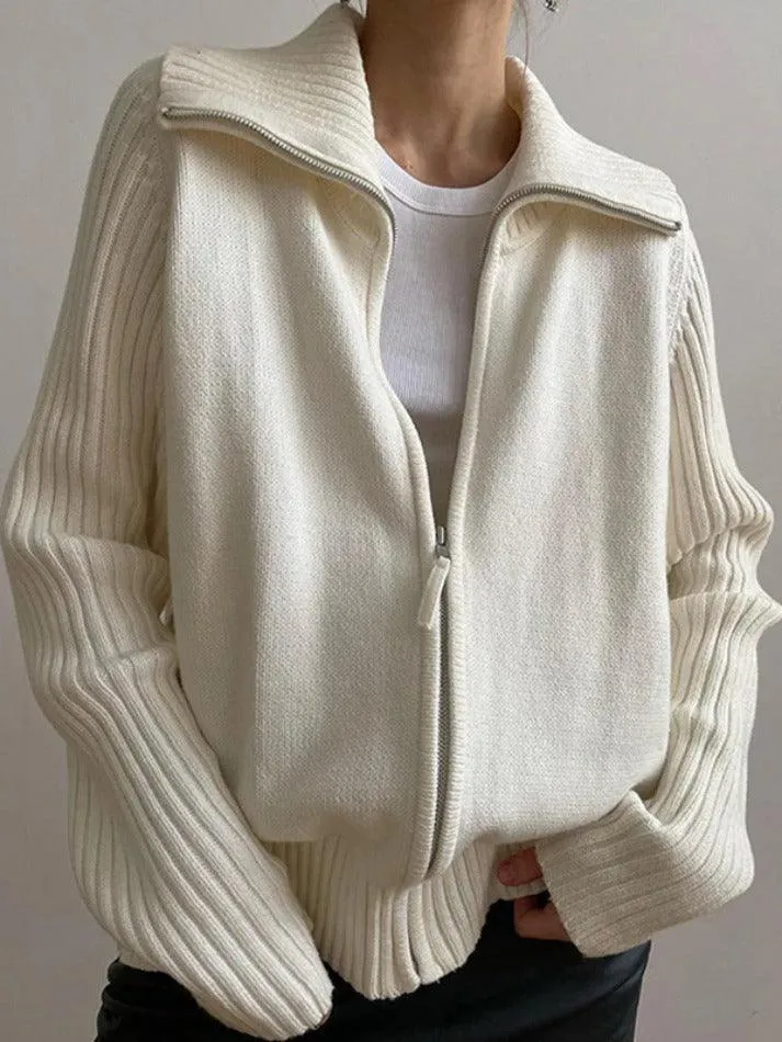 Wenkouban-Spring Casual Outfits Y2K Outfits Solid Lapel Neck Splice Cardigan