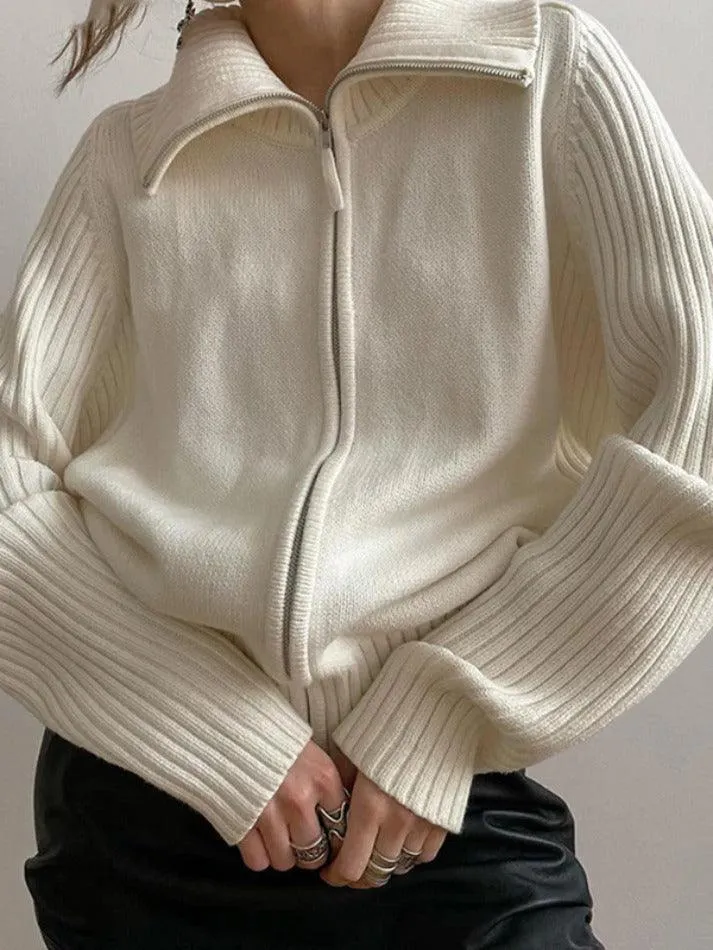 Wenkouban-Spring Casual Outfits Y2K Outfits Solid Lapel Neck Splice Cardigan