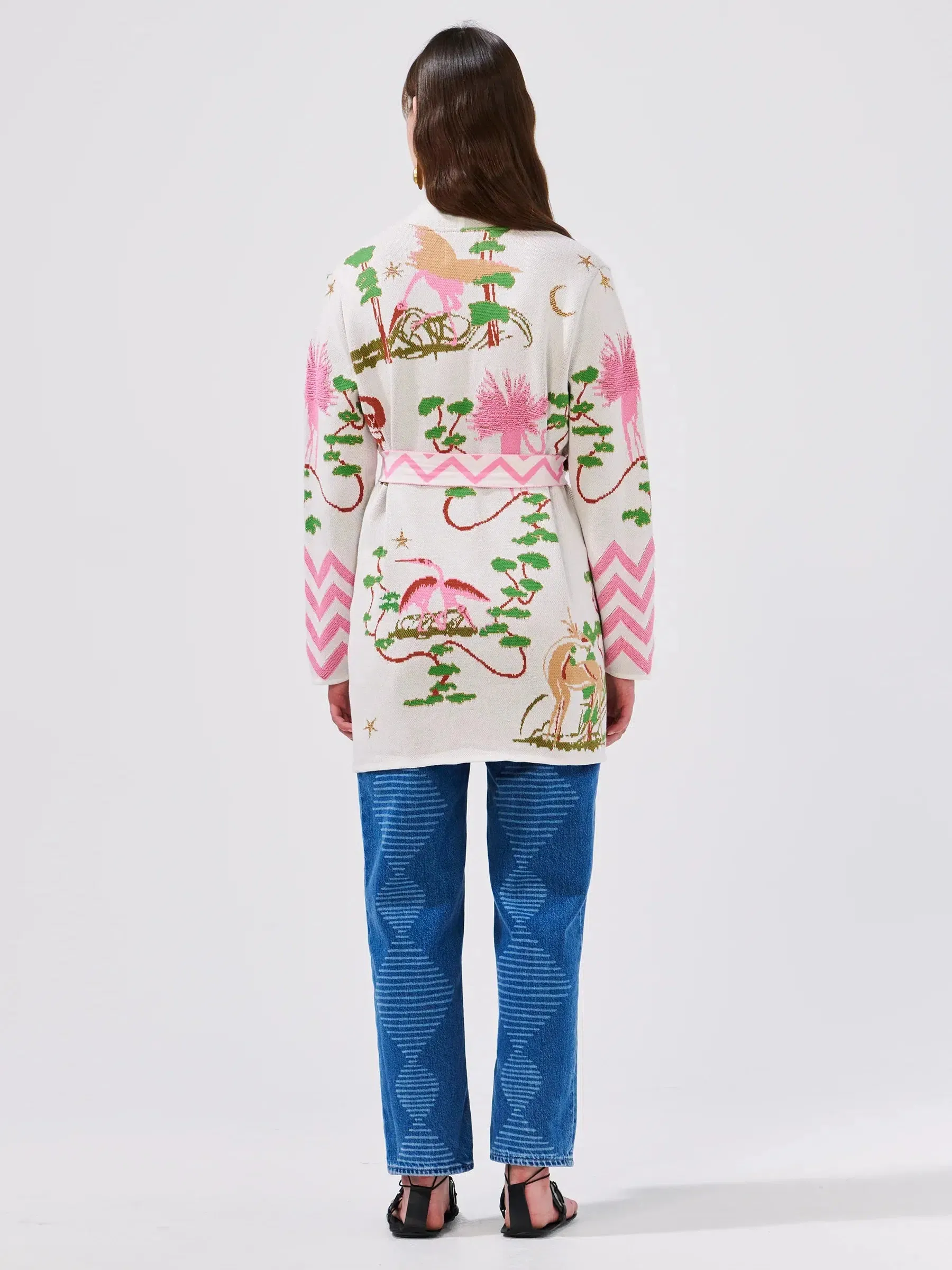 WHITE UTOPIA COTTON JACQUARD CARDIGAN