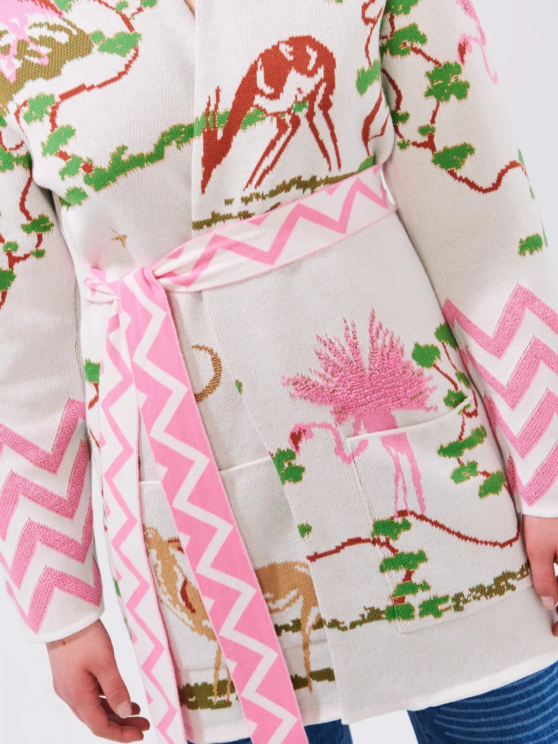 WHITE UTOPIA COTTON JACQUARD CARDIGAN