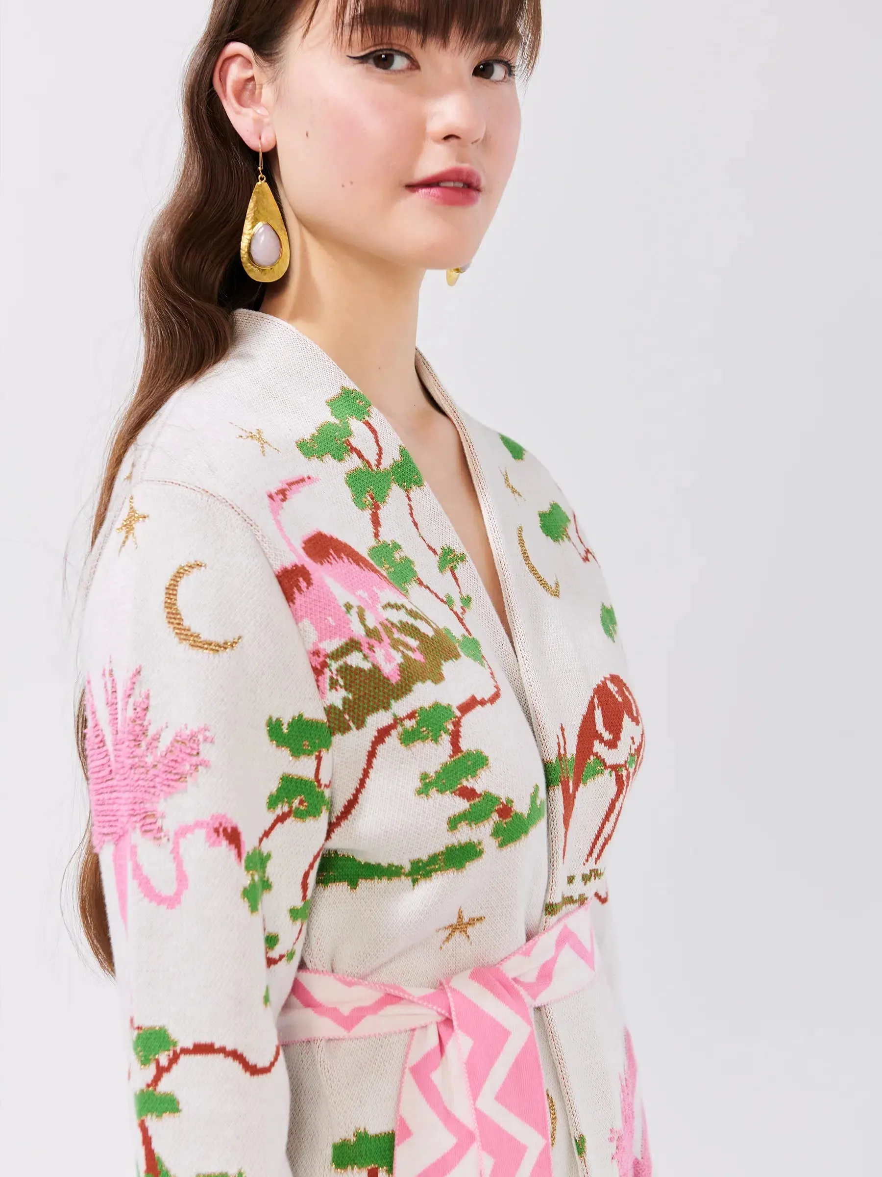 WHITE UTOPIA COTTON JACQUARD CARDIGAN