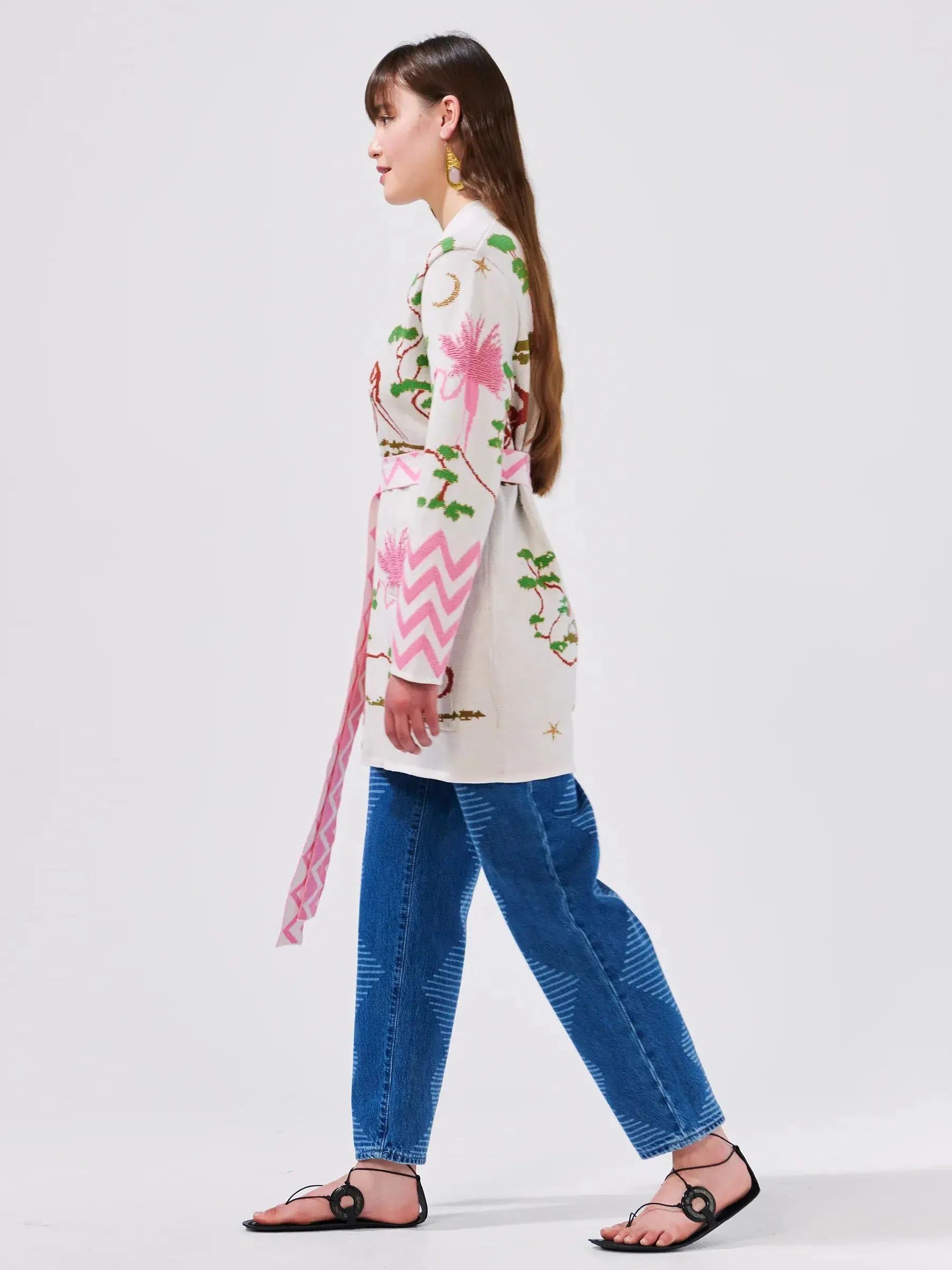 WHITE UTOPIA COTTON JACQUARD CARDIGAN