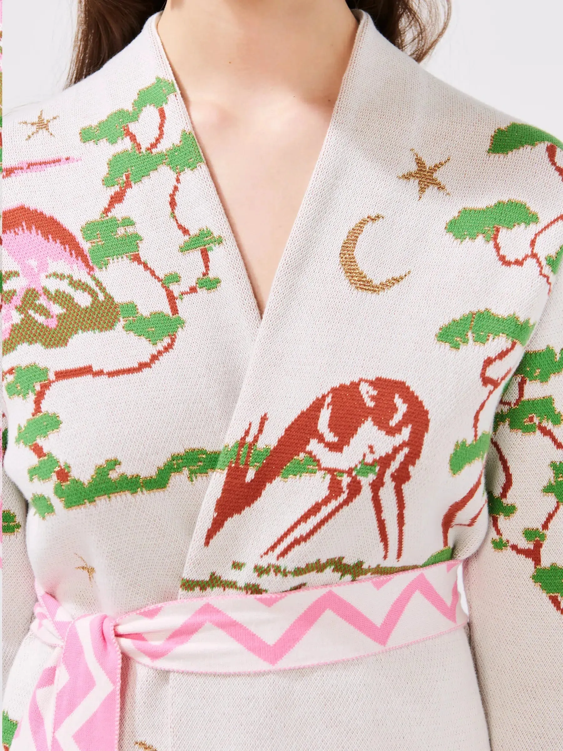 WHITE UTOPIA COTTON JACQUARD CARDIGAN