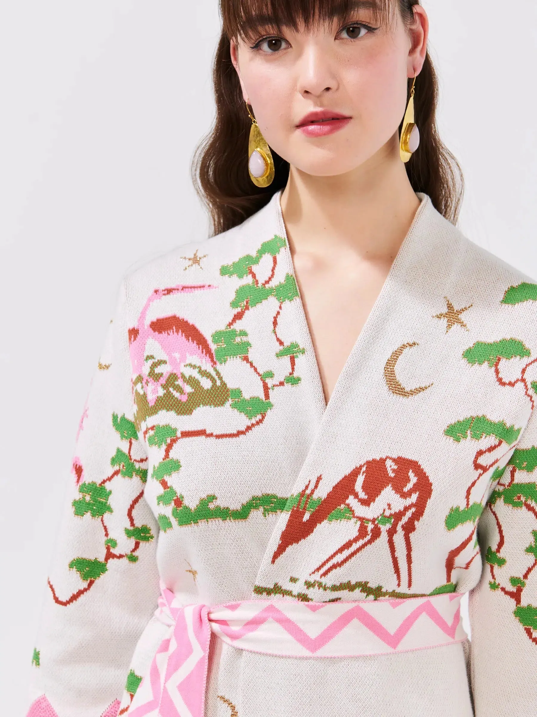 WHITE UTOPIA COTTON JACQUARD CARDIGAN