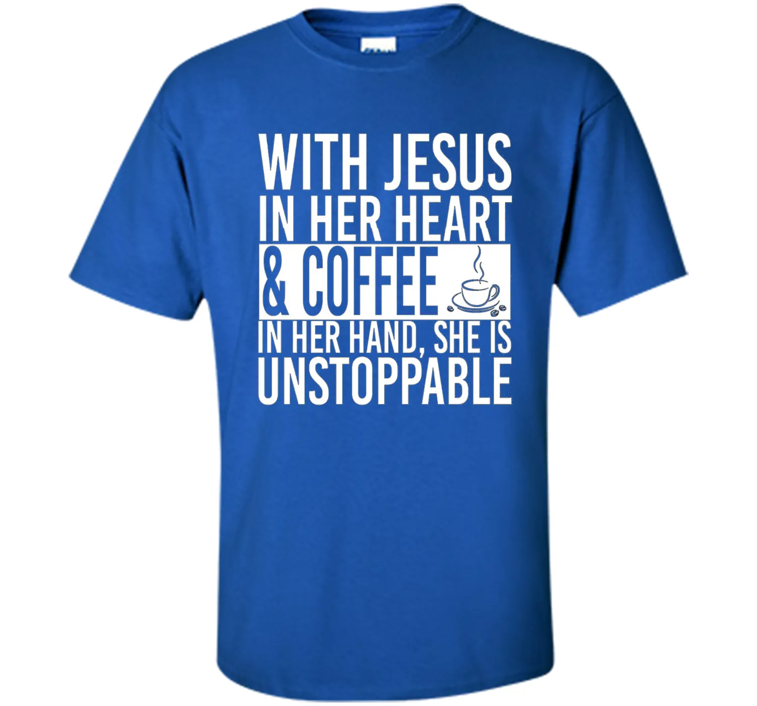 With Jesus In Her Heart And Coffee In Her Hand Tee Shirt