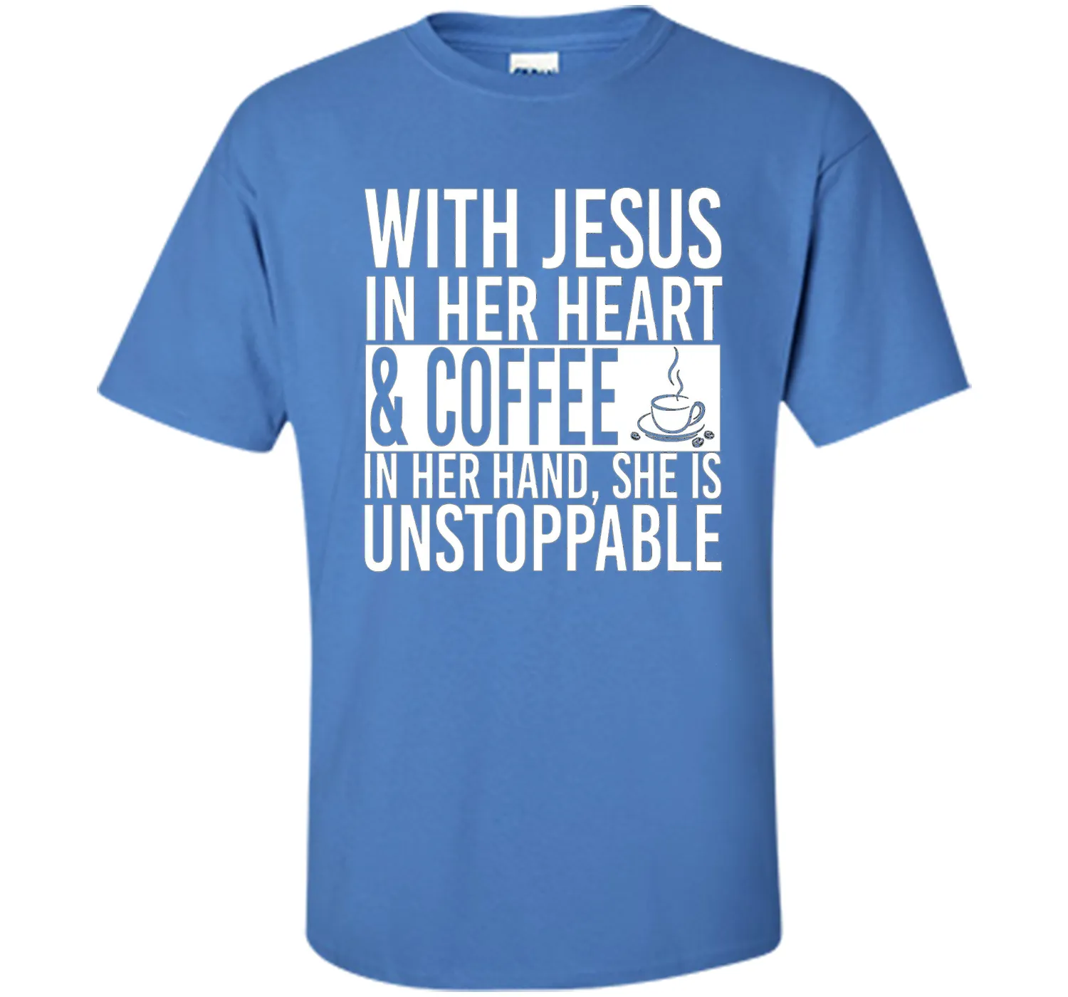 With Jesus In Her Heart And Coffee In Her Hand Tee Shirt