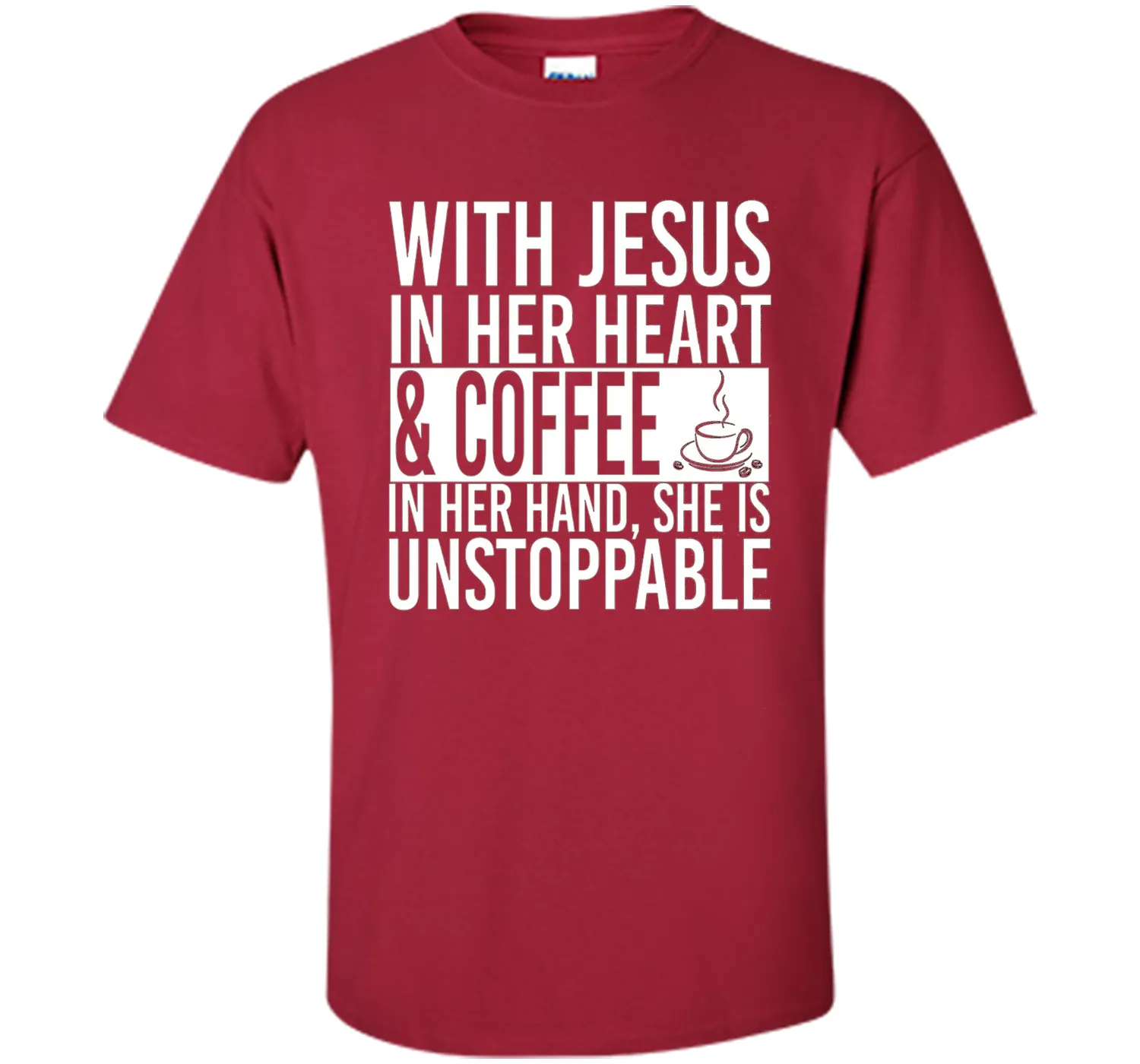 With Jesus In Her Heart And Coffee In Her Hand Tee Shirt