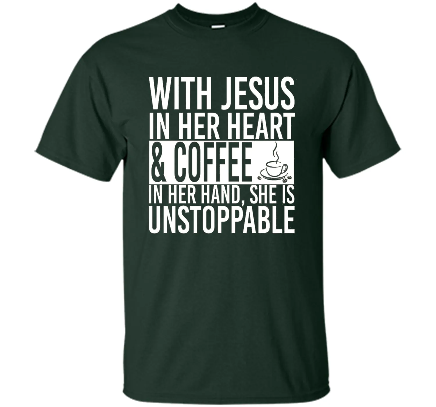 With Jesus In Her Heart And Coffee In Her Hand Tee Shirt