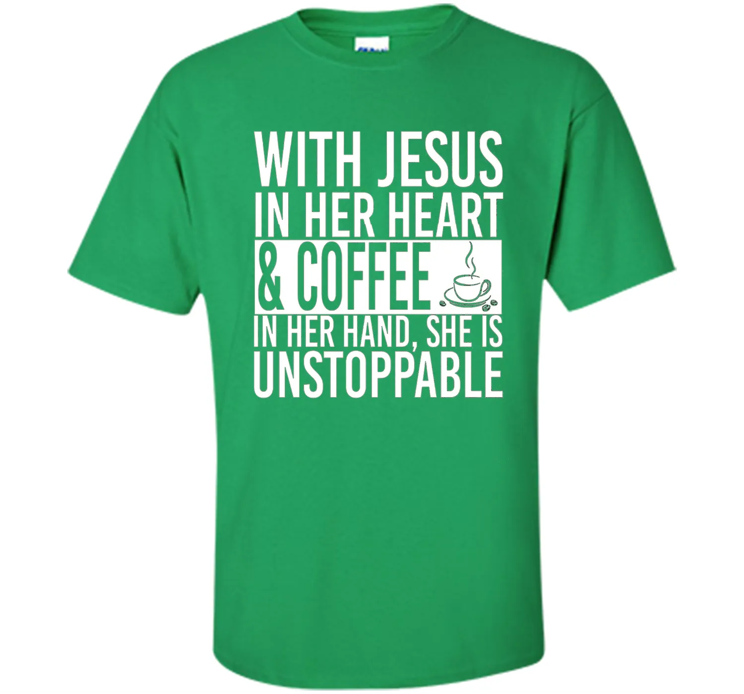 With Jesus In Her Heart And Coffee In Her Hand Tee Shirt