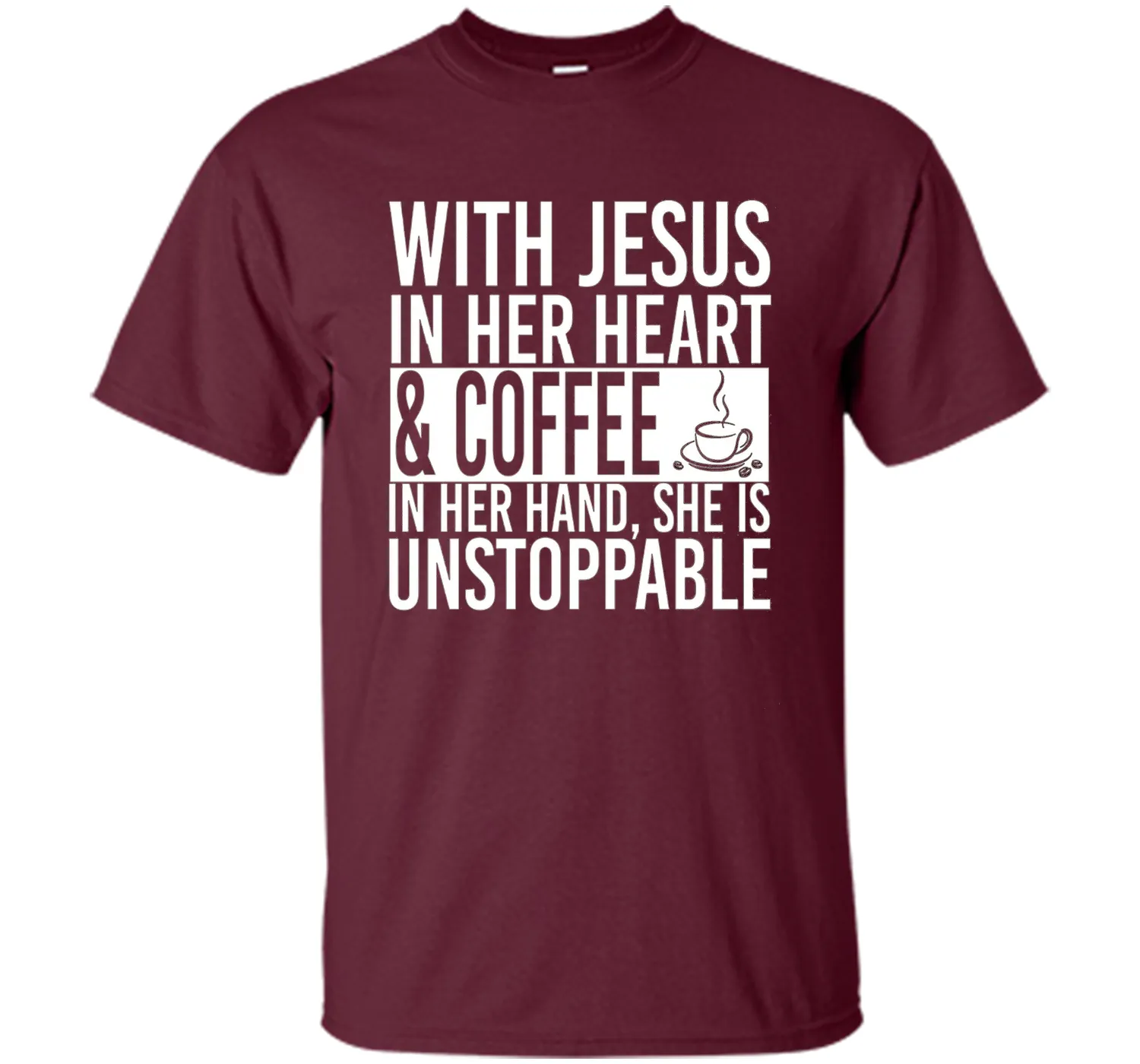 With Jesus In Her Heart And Coffee In Her Hand Tee Shirt